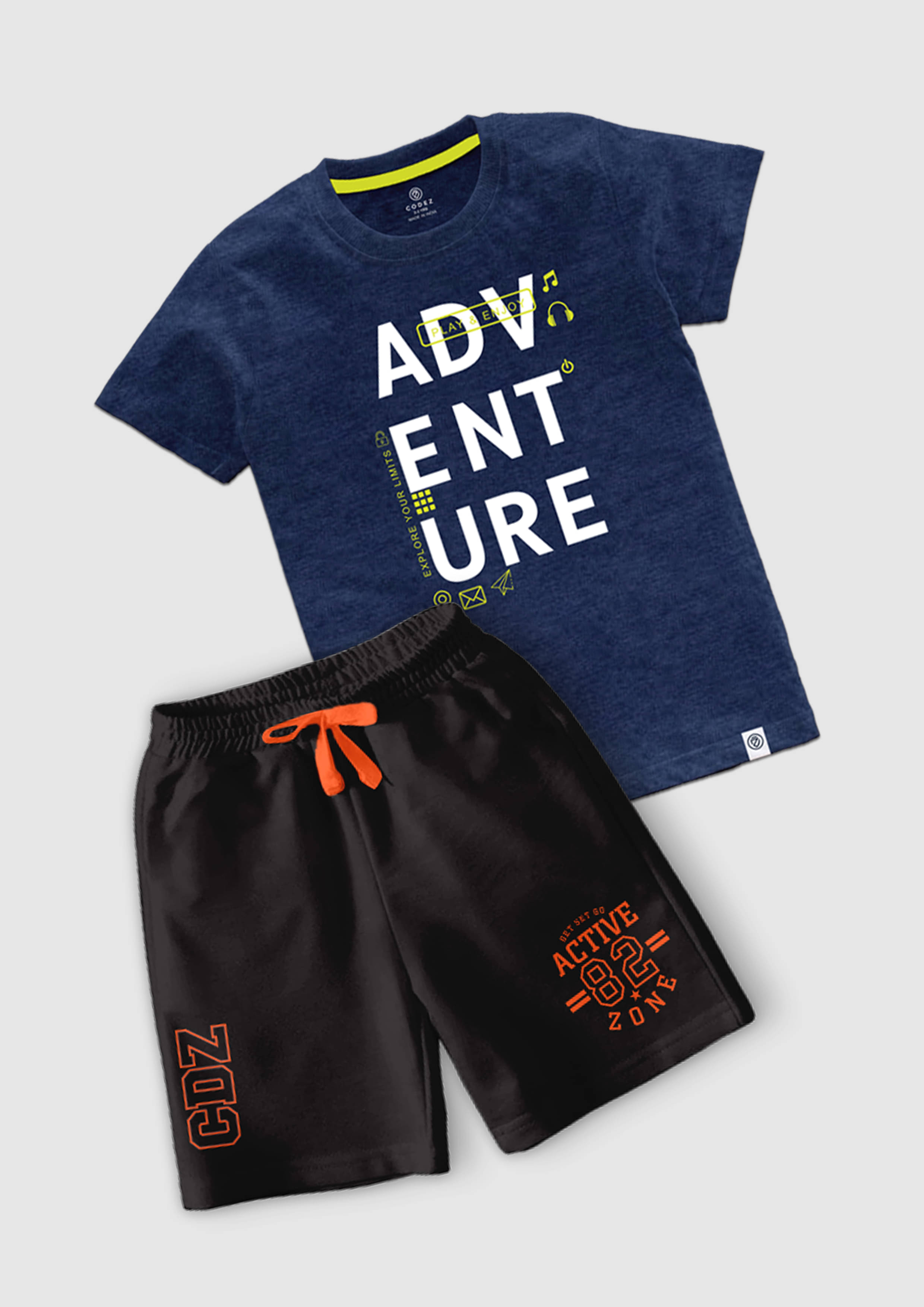 CODEZ Pack of 1 Boys Cotton Blend T-Shirt & Shorts ( Multicolor ) CODEZ Pack of 1 Boys Cotton Blend T-Shirt & Shorts ( Multicolor )