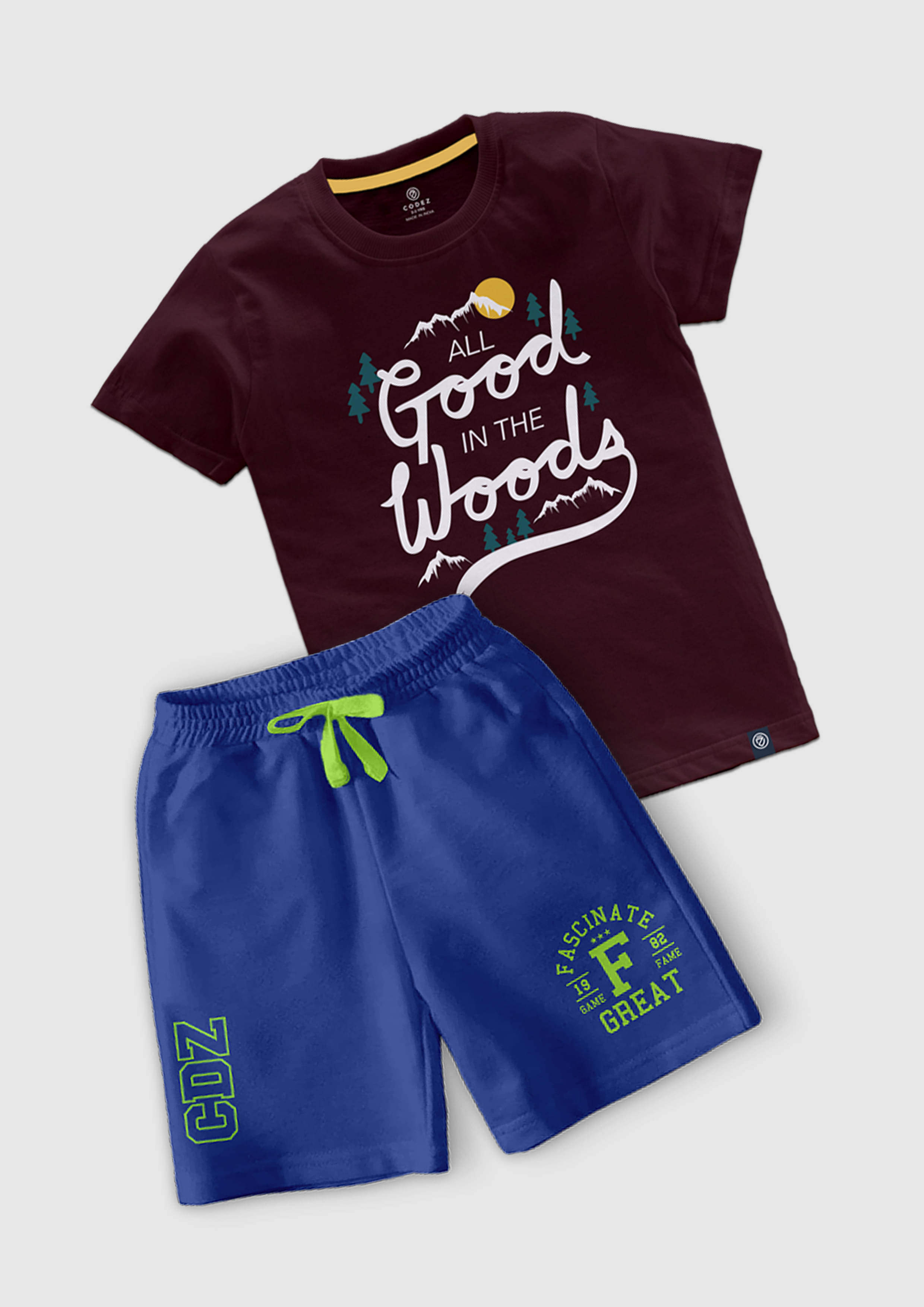 CODEZ Pack of 1 Boys Cotton Blend T-Shirt & Shorts Set ( Multicolor ) CODEZ Pack of 1 Boys Cotton Blend T-Shirt & Shorts Set ( Multicolor )