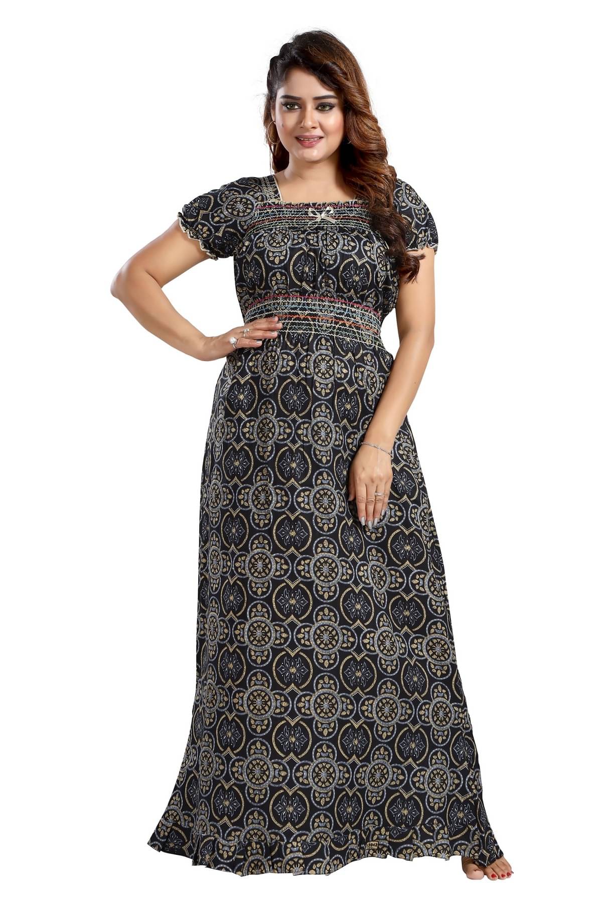     			Cinco Multicolor Cotton Blend Women's Nightwear Night Dress ( Pack of 1 )
