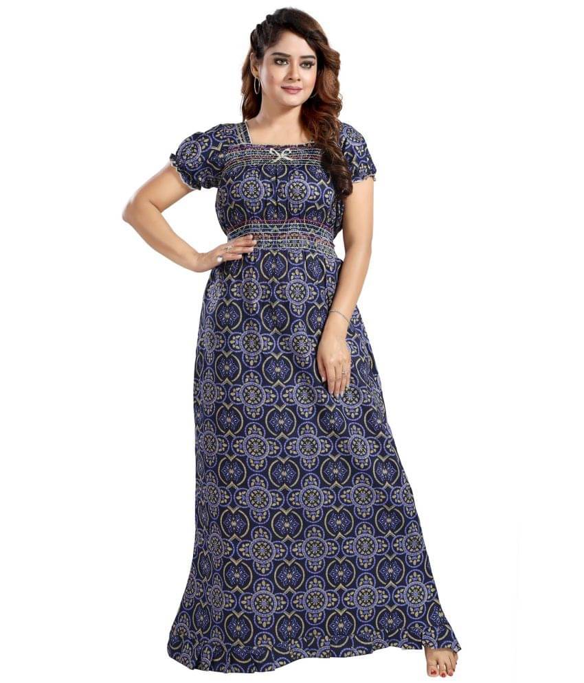 Cinco Multicolor Cotton Blend Women's Nightwear Night Dress ( Pack of 1 ) Cinco Multicolor Cotton Blend Women's Nightwear Night Dress ( Pack of 1 )