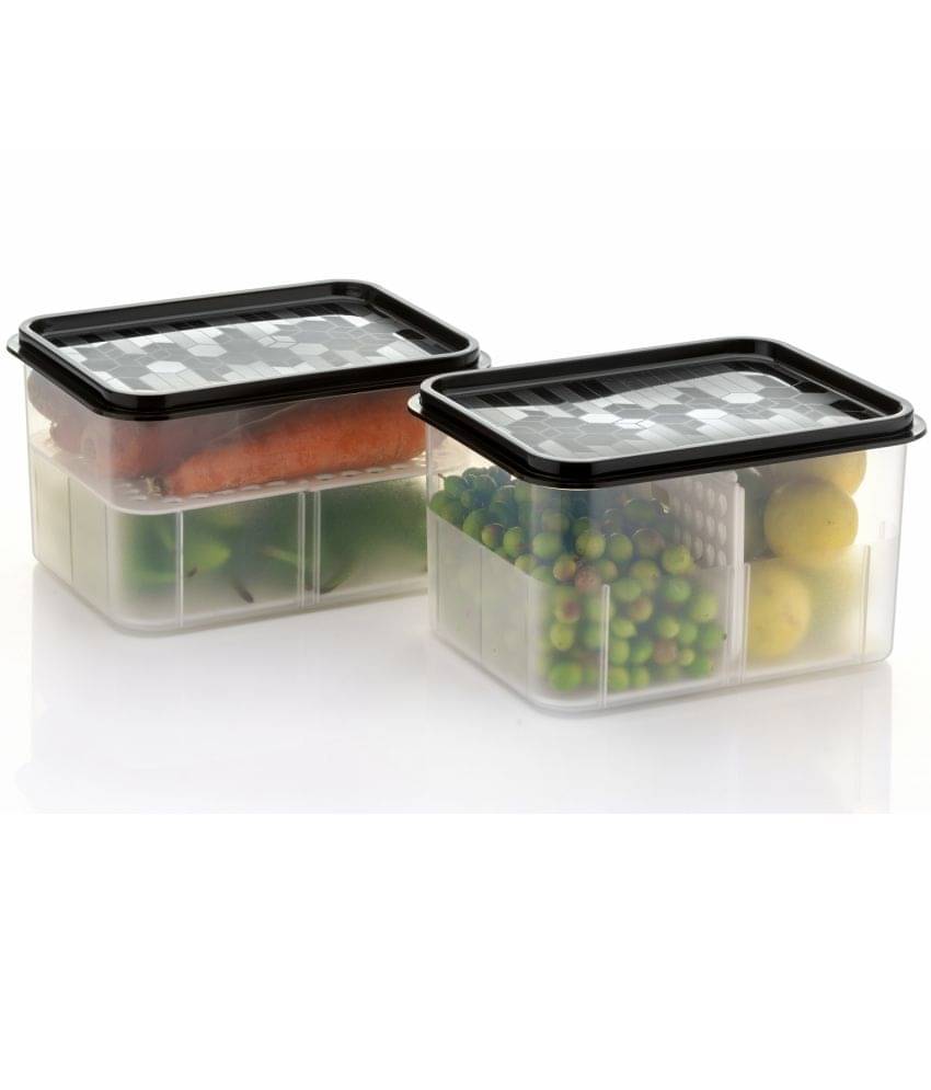 Dark Sun Kitchenware 2 In1 Food/Fruit/Veg Plastic Black Multi-Purpose Container ( Set of 2 ) Dark Sun Kitchenware 2 In1 Food/Fruit/Veg Plastic Black Multi-Purpose Container ( Set of 2 )