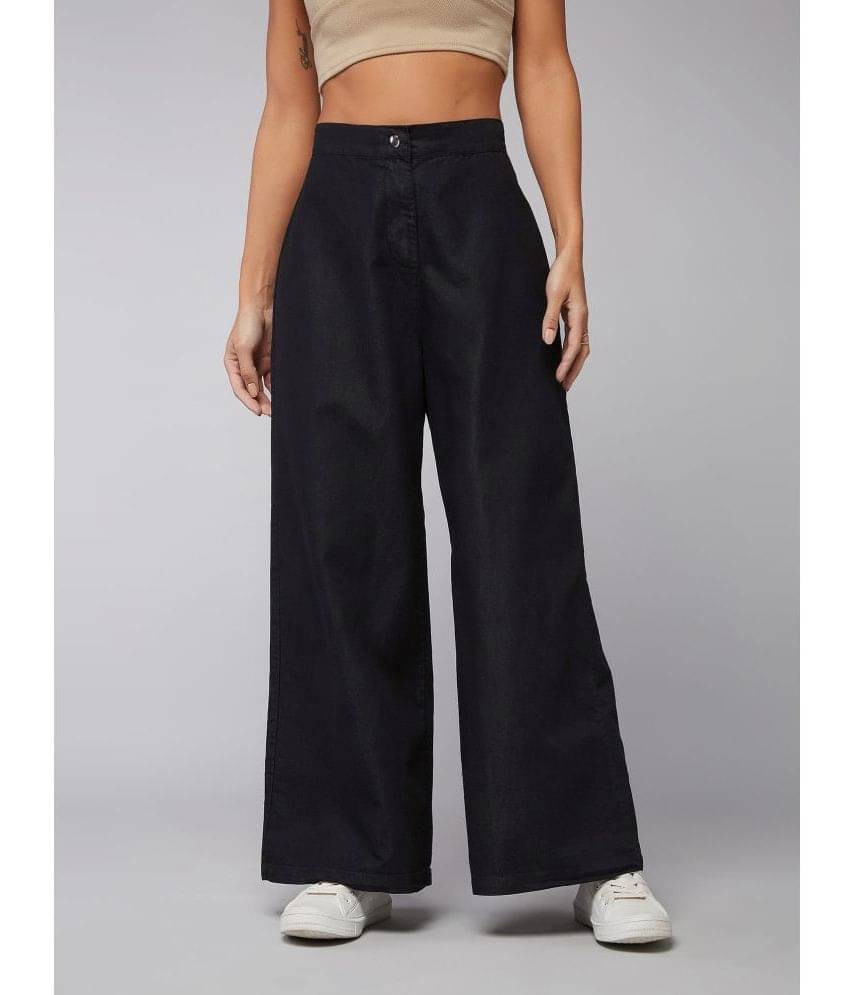     			Dolce Crudo Black Denim Wide Leg Women's Casual Pants ( Pack of 1 )