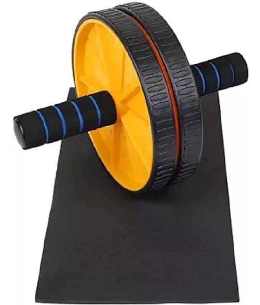 Double Wheel Ab Roller with Non-Slip Handles, Ab Wheel Exercise Equipment for Men and Women Workout Equipment for Abdominal & Core Strength for Home and Gym Fitness, (Yellow) Pack of 1 - Sports and Fitness Equipment | Buy online on ZillyBuy