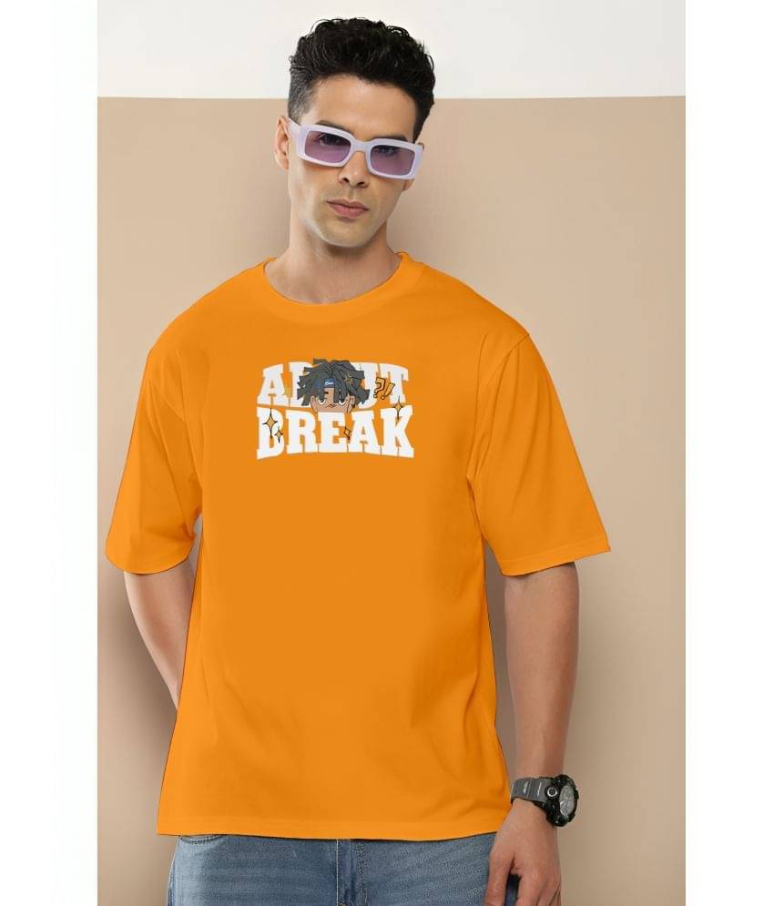     			FLYIND Men Cotton Oversized Fit Printed T-Shirt ( Mustard )