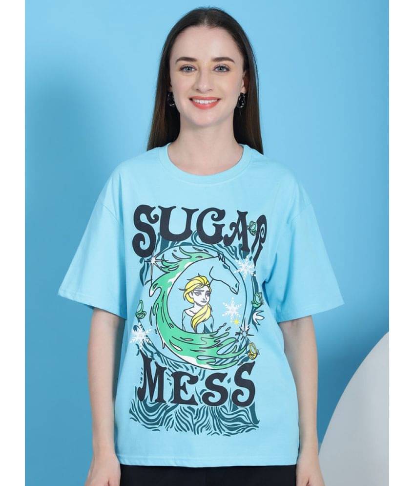 Fabflee Women Cotton Printed Oversized Fit Round Neck T-Shirt ( Light Blue ) Fabflee Women Cotton Printed Oversized Fit Round Neck T-Shirt ( Light Blue )