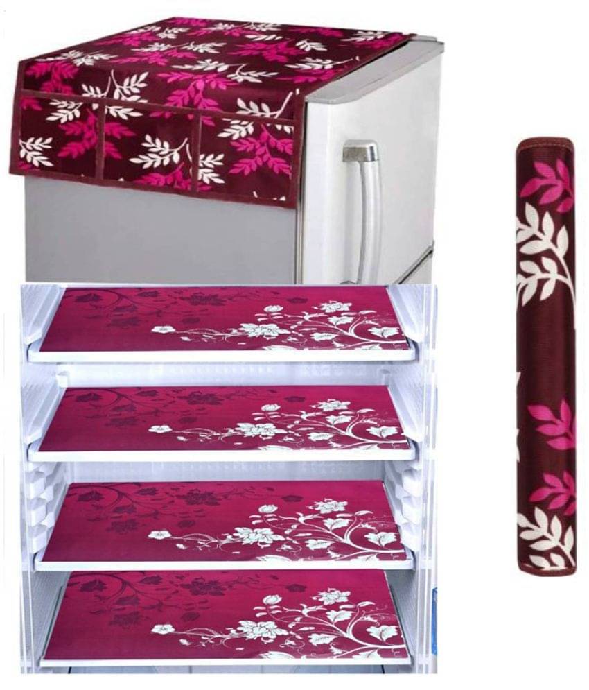 Fabolic Polyester Floral Fridge Mat & Cover ( 97 53 ) Pack of 6 - Purple Fabolic Polyester Floral Fridge Mat & Cover ( 97 53 ) Pack of 6 - Purple