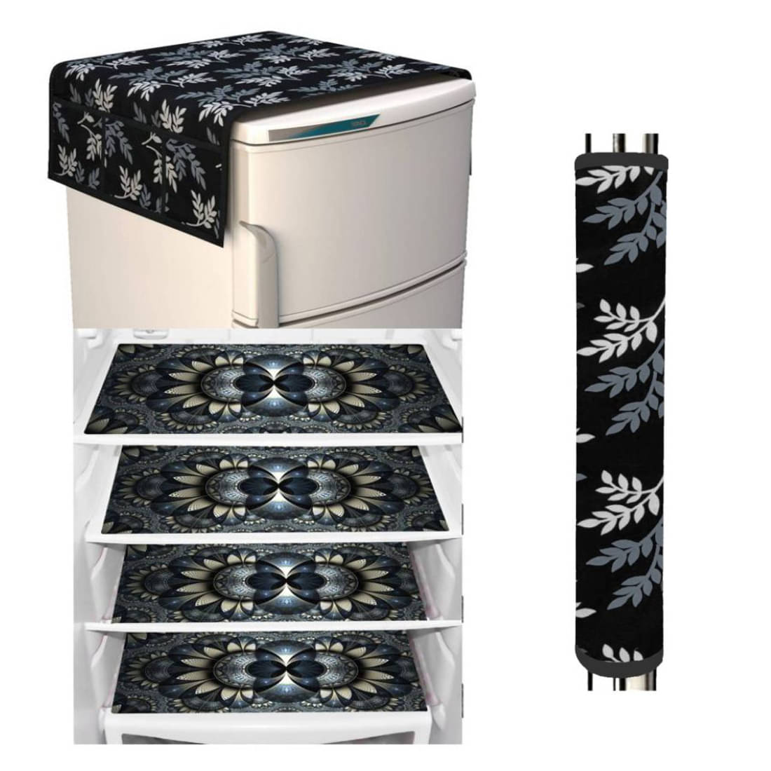 Fabolic Polyester Nature Fridge Mat & Cover ( 97 53 ) Pack of 6 - Black Fabolic Polyester Nature Fridge Mat & Cover ( 97 53 ) Pack of 6 - Black