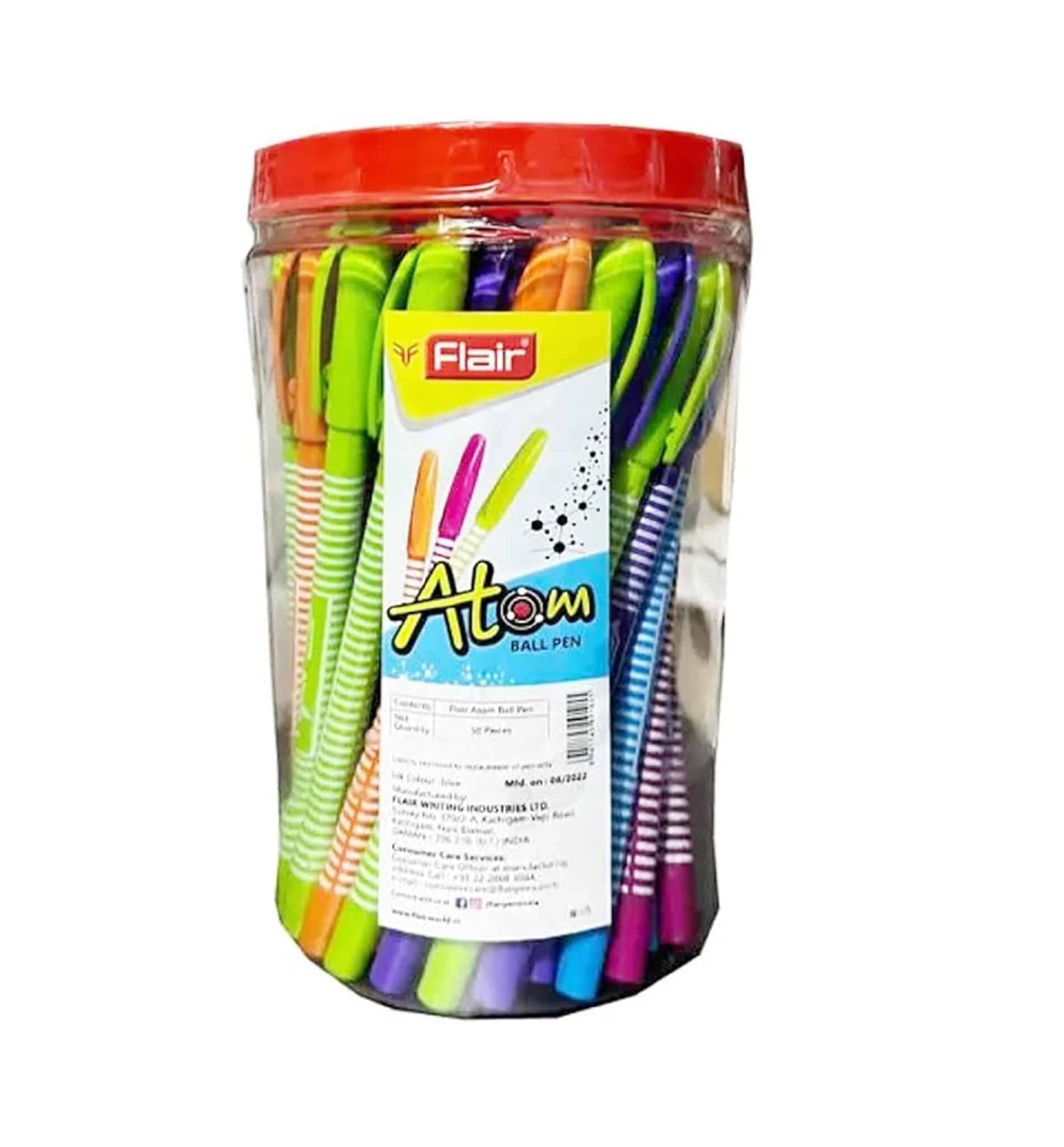Flair Atom Ball Pen Jar Pack Blue Ink, Set Of 50 Ball Pens - Stationery | Buy online on ZillyBuy