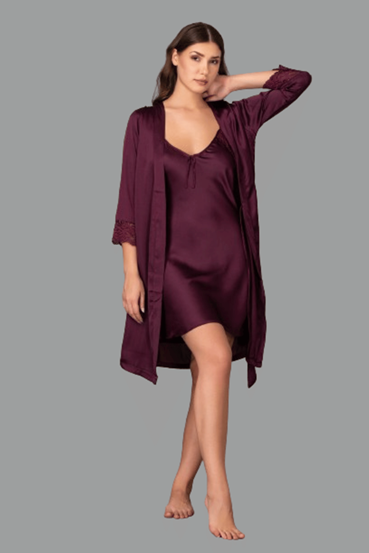 Gangomi Coffee,Maroon Crepe Women's Nightwear Robes ( Pack of 1 ) - Nightwear & Loungewear | Buy online on ZillyBuy