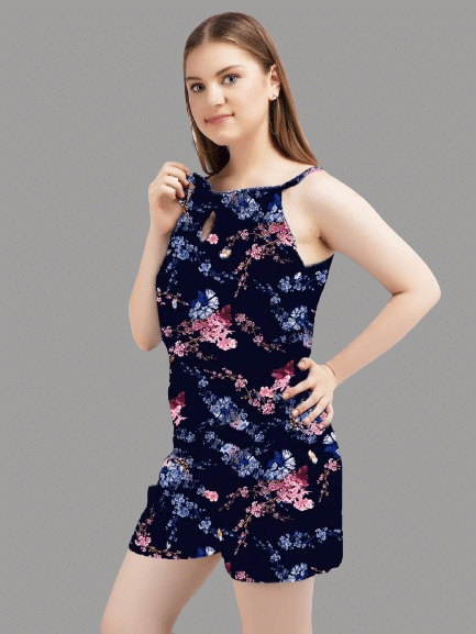     			Gangomi Multi Color Cotton Blend Women's Nightwear Nightsuit Sets ( Pack of 1 )