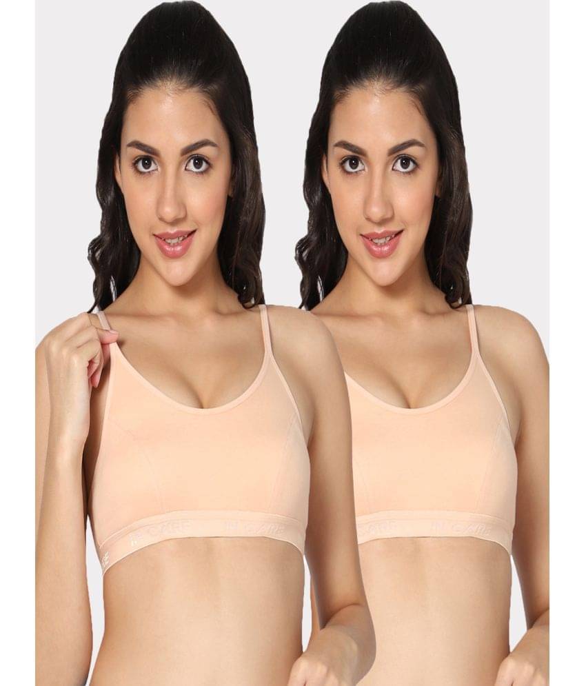 IN CARE LINGERIE Beige Cotton Blend Non Padded Women's Cami bra ( Pack of 2 )     			IN CARE LINGERIE Beige Cotton Blend Non Padded Women's Cami bra ( Pack of 2 )