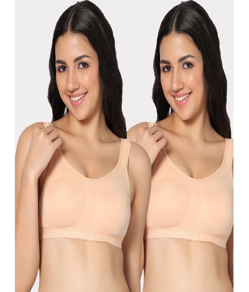 IN CARE LINGERIE Beige Cotton Blend Non Padded Women's T-Shirt Bra ( Pack of 2 )     			IN CARE LINGERIE Beige Cotton Blend Non Padded Women's T-Shirt Bra ( Pack of 2 )