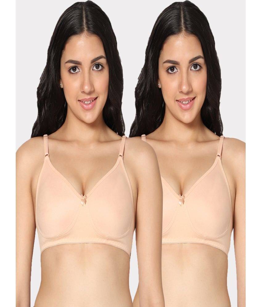 IN CARE LINGERIE Beige Cotton Blend Non Padded Women's Everyday Bra ( Pack of 2 )     			IN CARE LINGERIE Beige Cotton Blend Non Padded Women's Everyday Bra ( Pack of 2 )