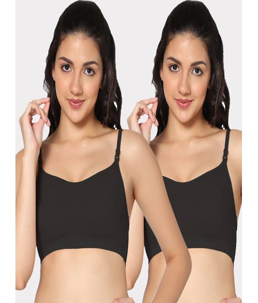 IN CARE LINGERIE Black Cotton Blend Non Padded Women's T-Shirt Bra ( Pack of 2 )     			IN CARE LINGERIE Black Cotton Blend Non Padded Women's T-Shirt Bra ( Pack of 2 )