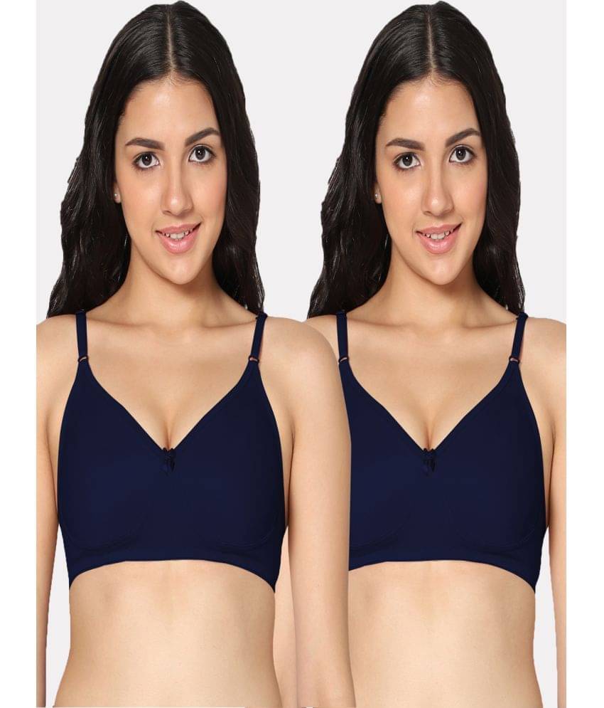 IN CARE LINGERIE Navy Blue Cotton Blend Non Padded Women's Everyday Bra ( Pack of 2 )     			IN CARE LINGERIE Navy Blue Cotton Blend Non Padded Women's Everyday Bra ( Pack of 2 )