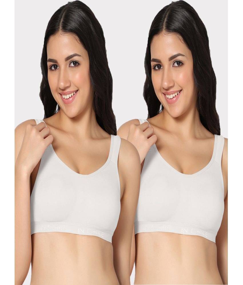IN CARE LINGERIE White Cotton Blend Non Padded Women's T-Shirt Bra ( Pack of 2 )     			IN CARE LINGERIE White Cotton Blend Non Padded Women's T-Shirt Bra ( Pack of 2 )