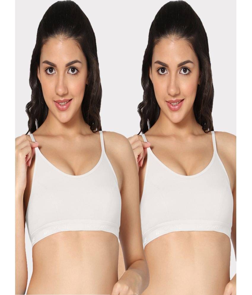     			IN CARE LINGERIE White Cotton Blend Non Padded Women's Cami bra ( Pack of 2 )