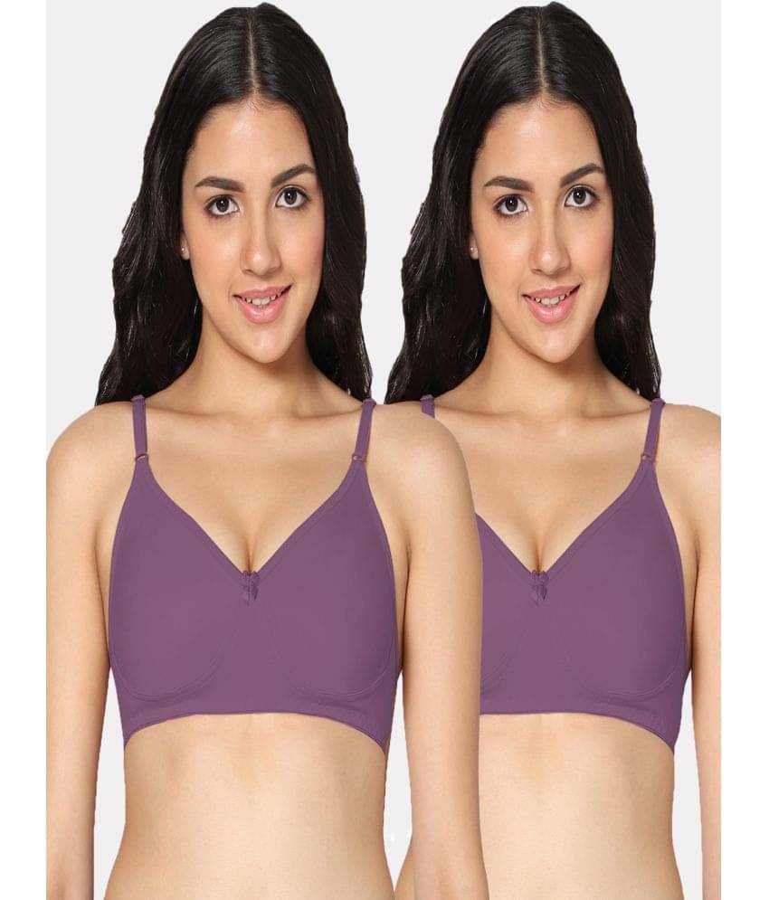 IN CARE LINGERIE Wine Cotton Blend Non Padded Women's Everyday Bra ( Pack of 2 )     			IN CARE LINGERIE Wine Cotton Blend Non Padded Women's Everyday Bra ( Pack of 2 )