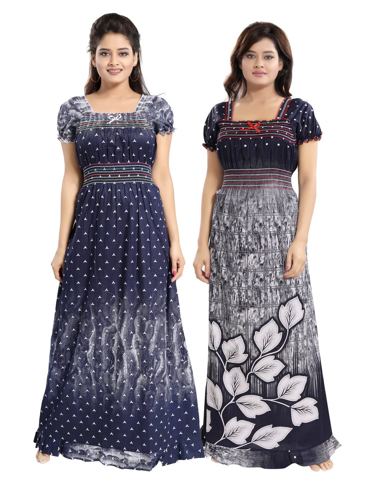     			INNER BEATS Multicolor Cotton Blend Women's Nightwear Night Dress ( Pack of 2 )