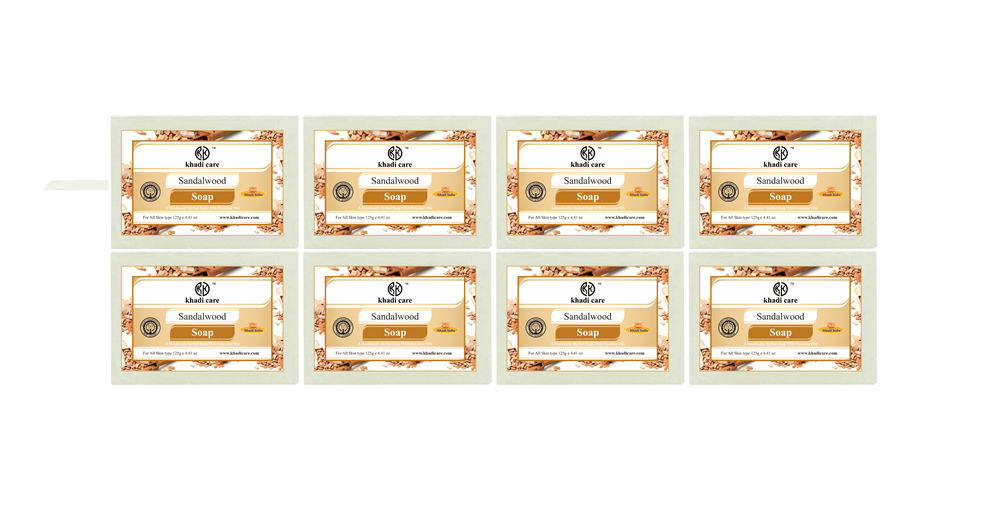 Khadi Care Herbal Sandalwood Soap (125g Each) Pack of 8