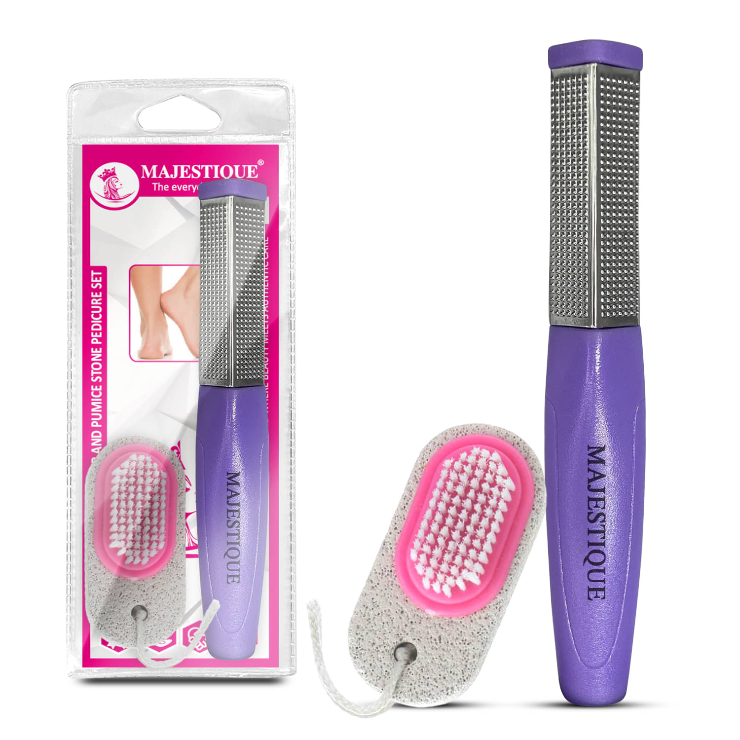 Majestique Foot Scraper and Pumice Stone Pedicure Set Lightweight and Easy to Use - 2Pcs/Multicolor Majestique Foot Scraper and Pumice Stone Pedicure Set Lightweight and Easy to Use - 2Pcs/Multicolor