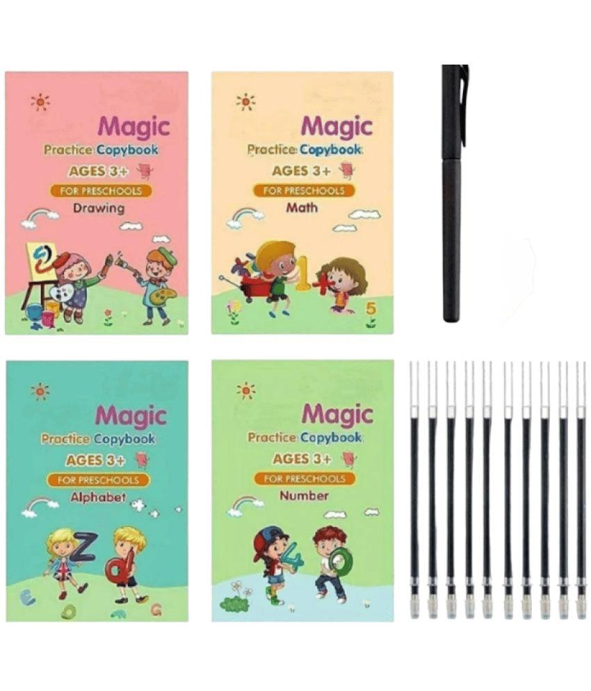 Magic Practice Copybook - (1 Pen + 1 Grip + 4 BOOKS + 10 REFILL) Number Tracing Book - Writing Book Magic Practice Copybook - (1 Pen + 1 Grip + 4 BOOKS + 10 REFILL) Number Tracing Book - Writing Book