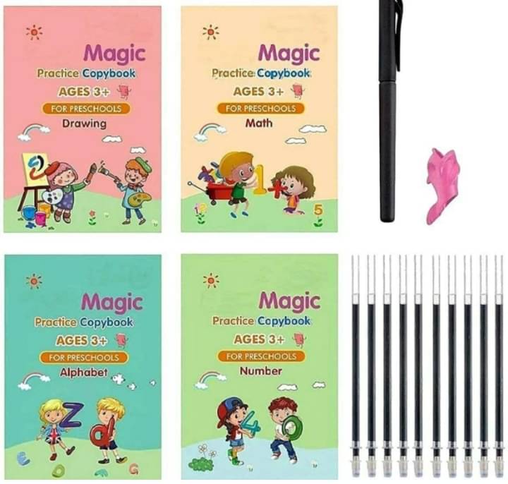 Magic Practice Copybook - (1 Pen + 1 Grip + 4 BOOKS + 10 REFILL) Number Tracing Book - Writing Book Magic Practice Copybook - (1 Pen + 1 Grip + 4 BOOKS + 10 REFILL) Number Tracing Book - Writing Book