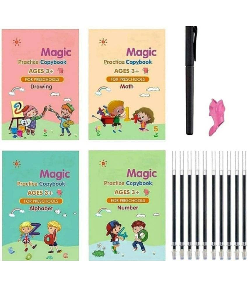Magic Practice Copybook - (1 Pen + 1 Grip + 4 BOOKS + 10 REFILL) Number Tracing Book - Writing Book Magic Practice Copybook - (1 Pen + 1 Grip + 4 BOOKS + 10 REFILL) Number Tracing Book - Writing Book