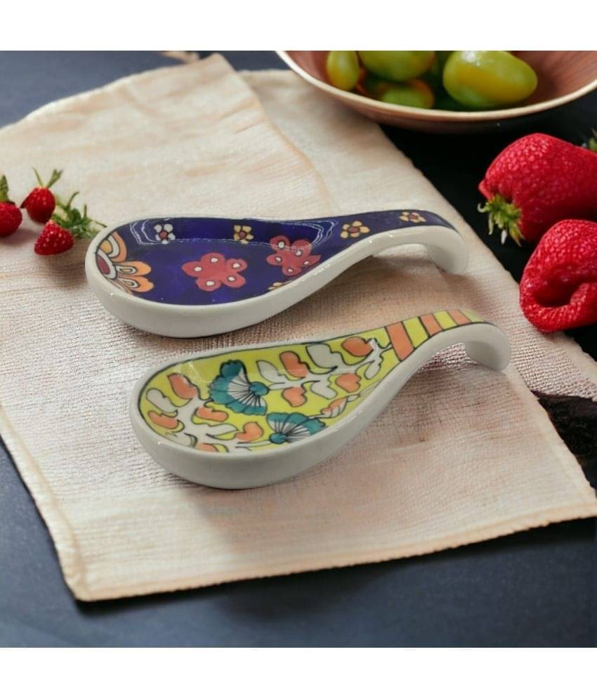     			Malaikah Multi Color Ceramic Table Spoon ( Pack of 2 )