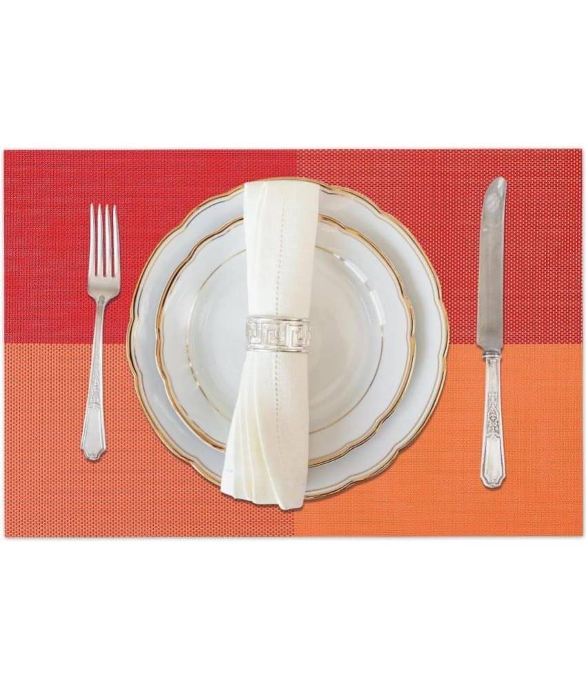 RAMDEV ENTERPRISE PVC Colorblock Rectangle Table Mats ( 30 cm x 45 cm ) Pack of 4 - Orange RAMDEV ENTERPRISE PVC Colorblock Rectangle Table Mats ( 30 cm x 45 cm ) Pack of 4 - Orange