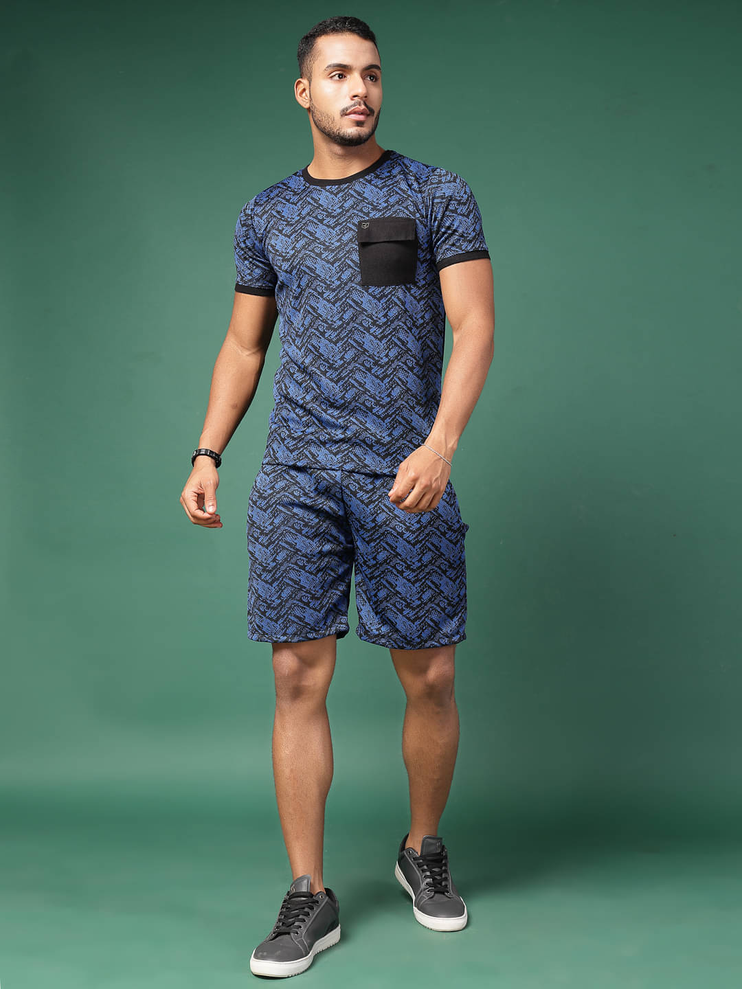     			Rigo Men's Shirt With Shorts Co-Ords Set ( Pack of 1 , Blue )