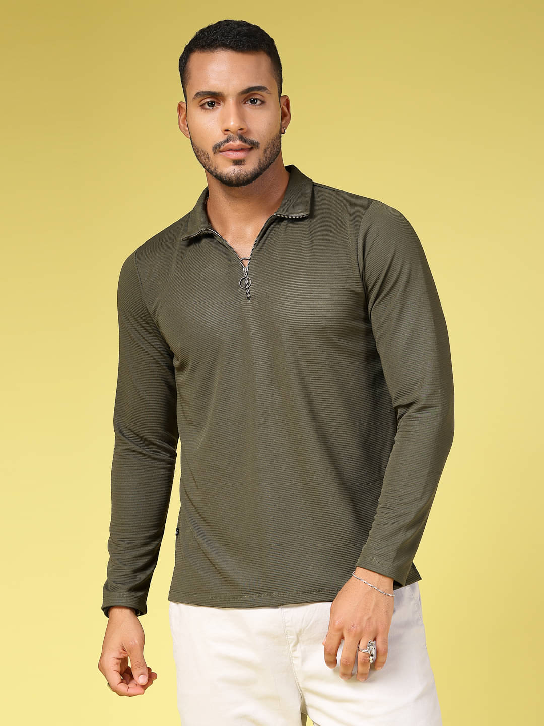 Rigo Pack of 1 Polyester Slim Fit Striped Full Sleeves Men's Polo T Shirt ( Dark Grey ) Rigo Pack of 1 Polyester Slim Fit Striped Full Sleeves Men's Polo T Shirt ( Dark Grey )