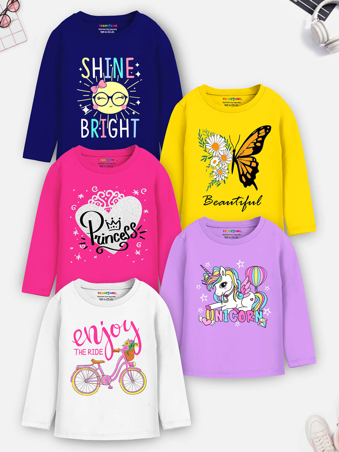 Trampoline Pack of 5 Girls Cotton Blend T-Shirt ( Multicolor2 )