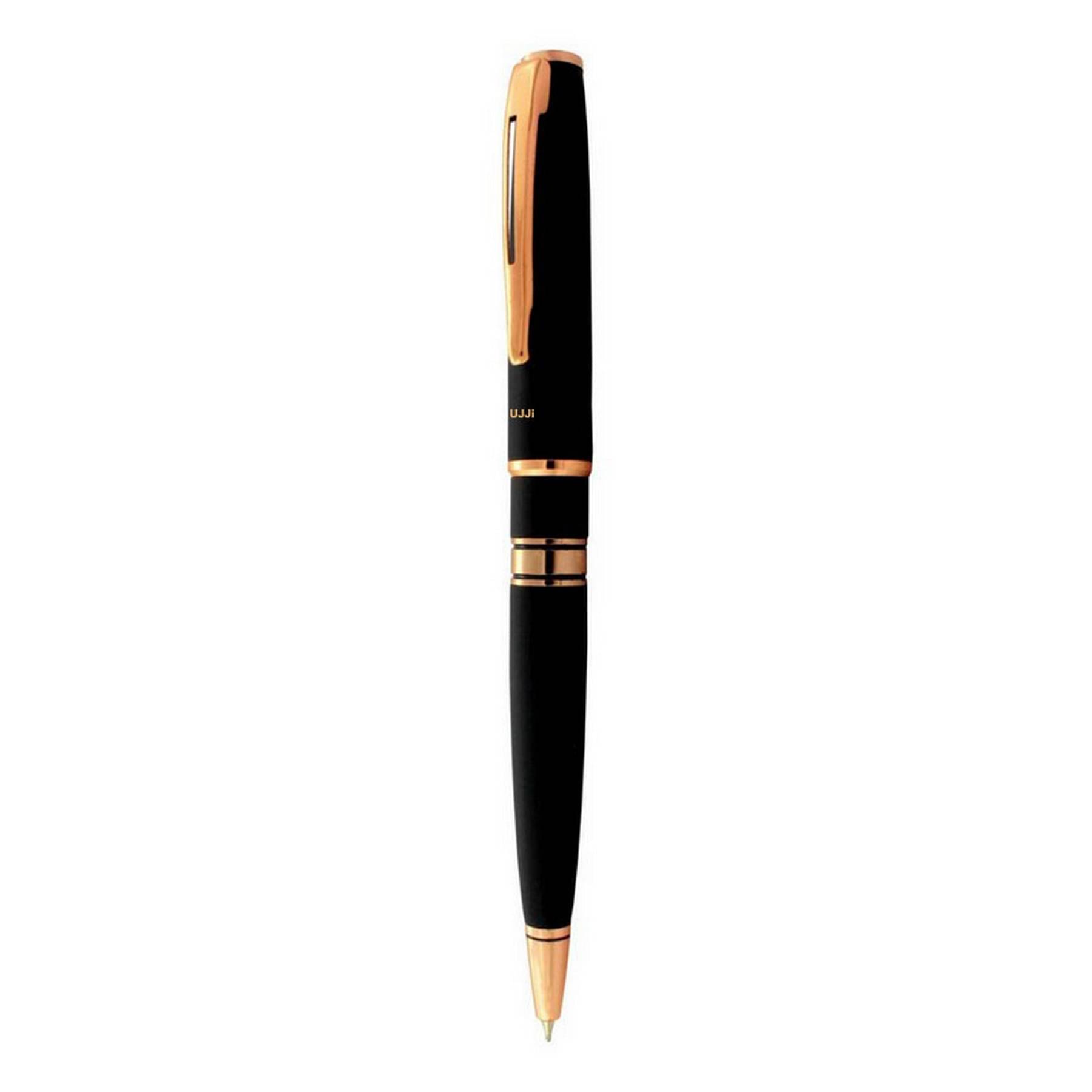 UJJi Matte Black Rose Gold Clip Metal Ball Pen UJJi Matte Black Rose Gold Clip Metal Ball Pen