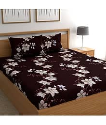 CG HOMES Microfiber Floral 1 Double Bedsheet with 2 Pillow Covers - Maroon