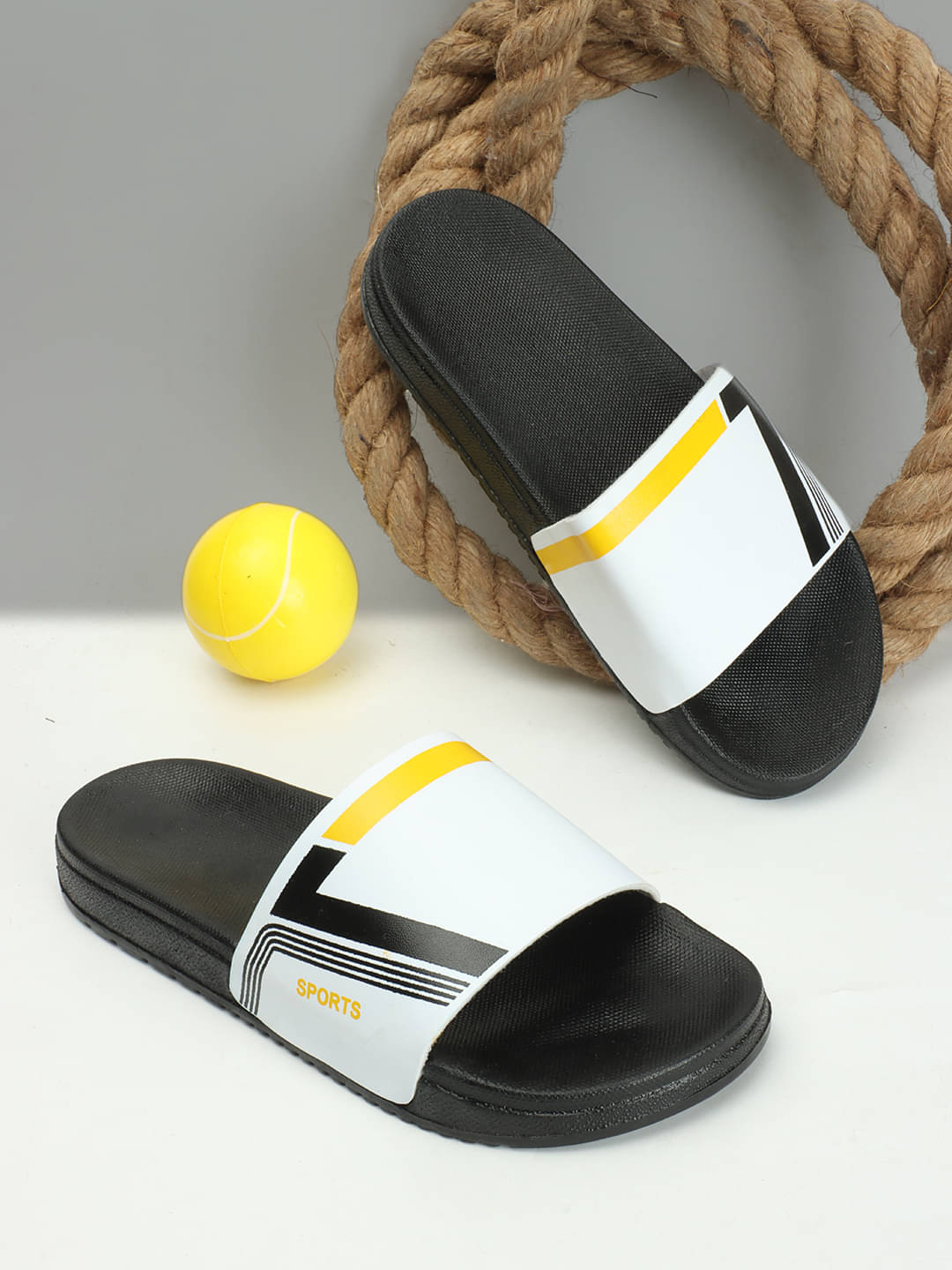     			CLOSHO White Men's Slide Flip Flop