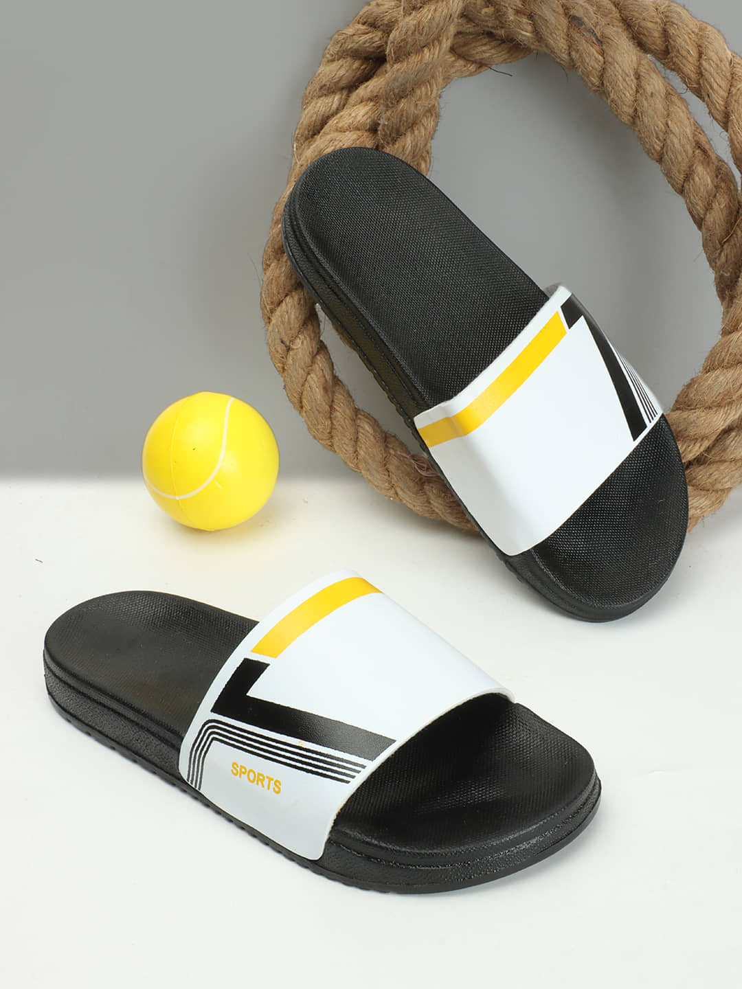 CLOSHO White Men's Slide Flip Flop