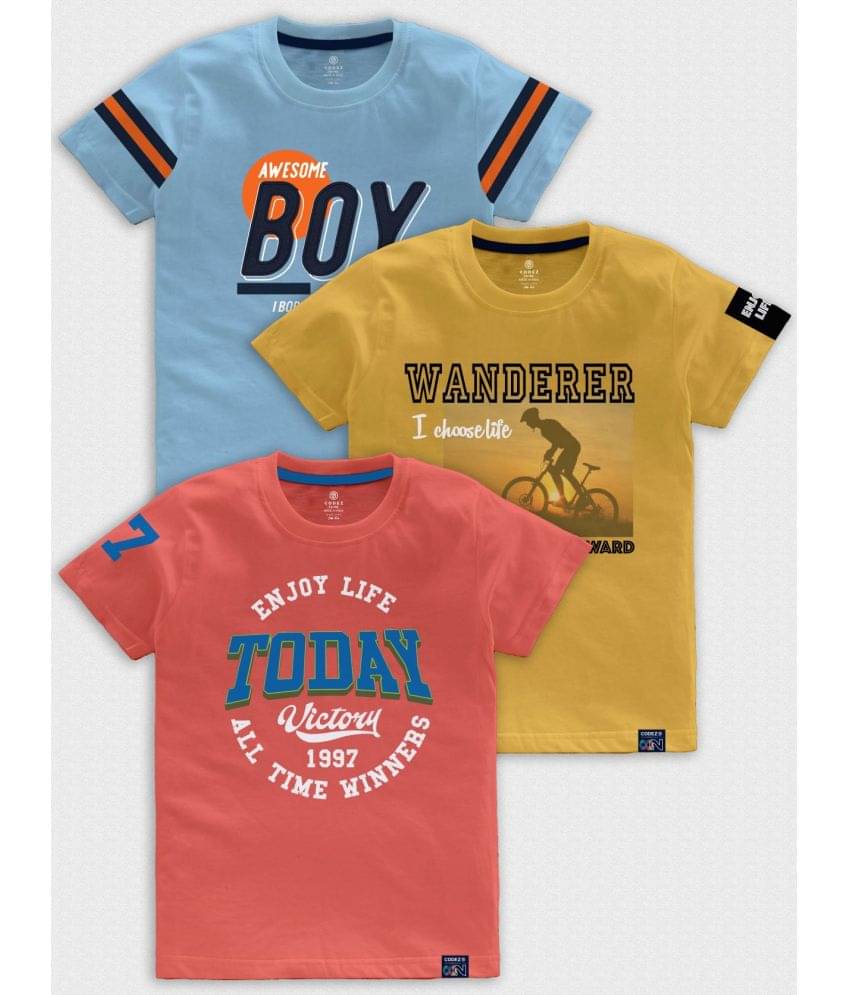     			CODEZ Pack of 3 Boys Cotton Blend T-Shirt ( Multicolor )