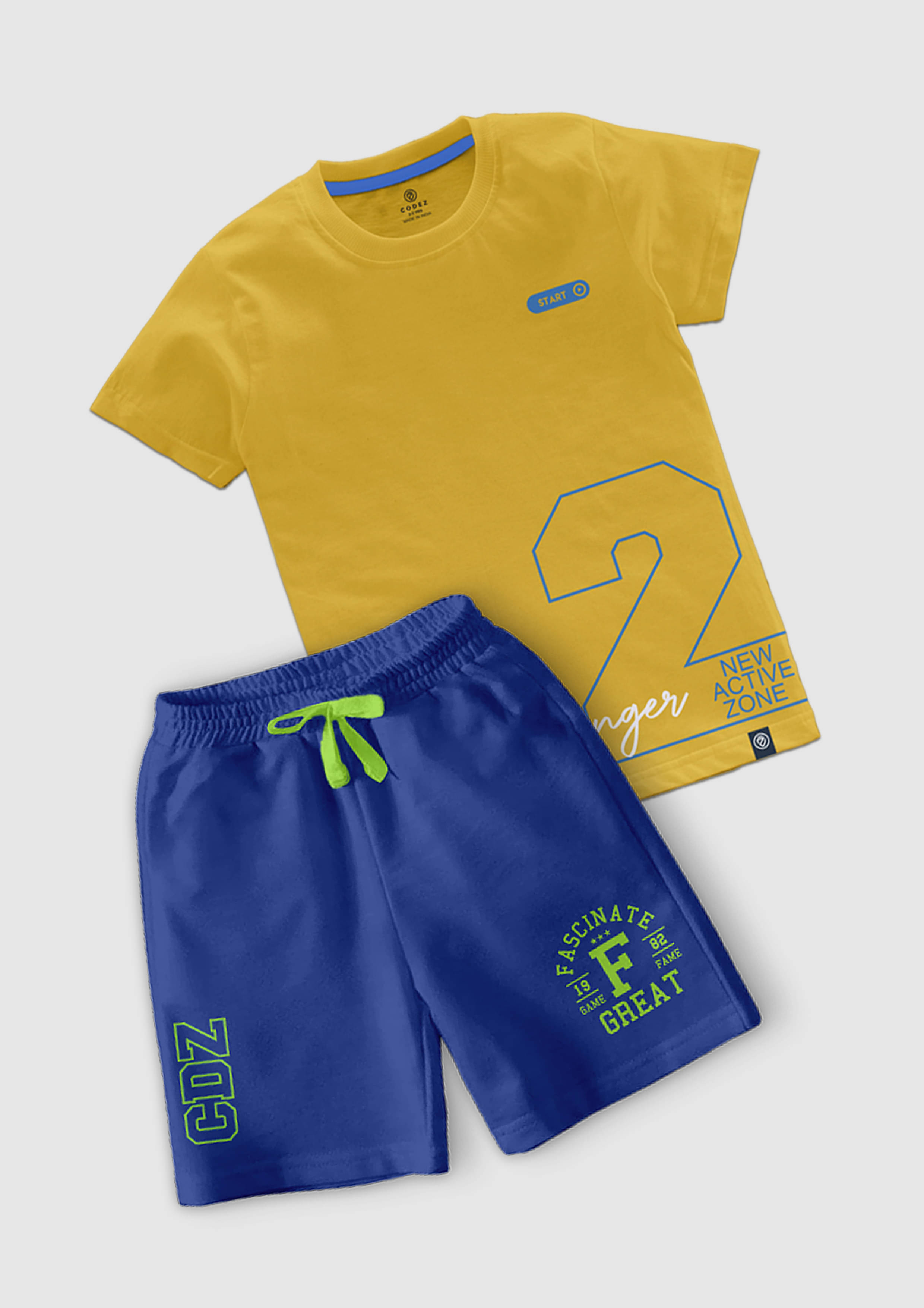 CODEZ Pack of 1 Boys Cotton Blend T-Shirt & Shorts Set ( Multicolor ) CODEZ Pack of 1 Boys Cotton Blend T-Shirt & Shorts Set ( Multicolor )