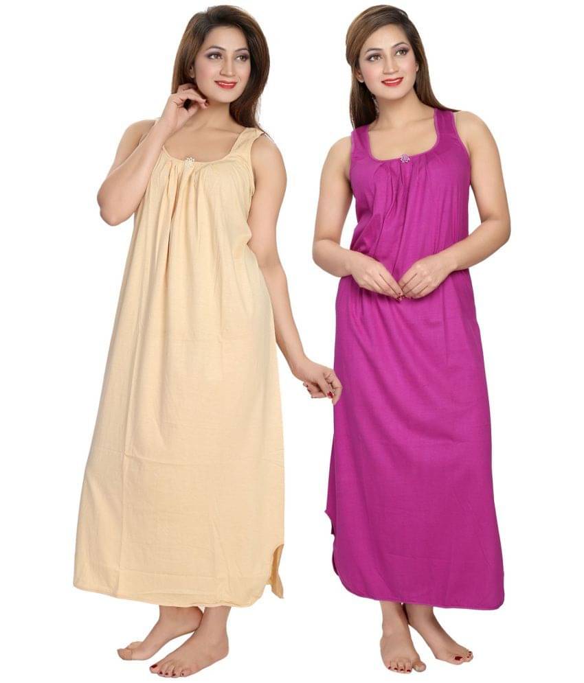     			Cinco Multicolor Cotton Blend Women's Nightwear Nighty & Night Gowns ( Pack of 2 )