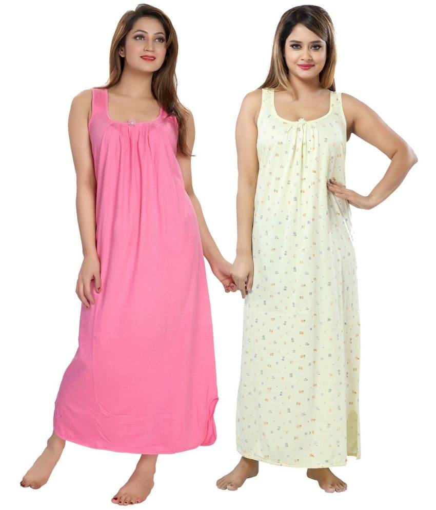 Cinco Multicolor Cotton Blend Women's Nightwear Nighty & Night Gowns ( Pack of 2 ) Cinco Multicolor Cotton Blend Women's Nightwear Nighty & Night Gowns ( Pack of 2 )