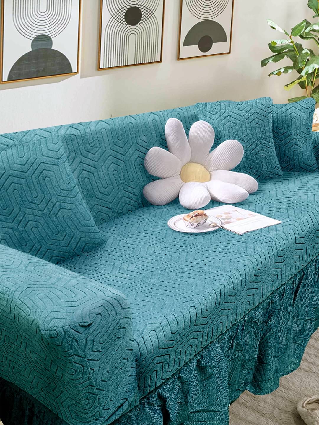     			Cortina 3 Seater Polyester Sofa Cover ( Pack of 1 )