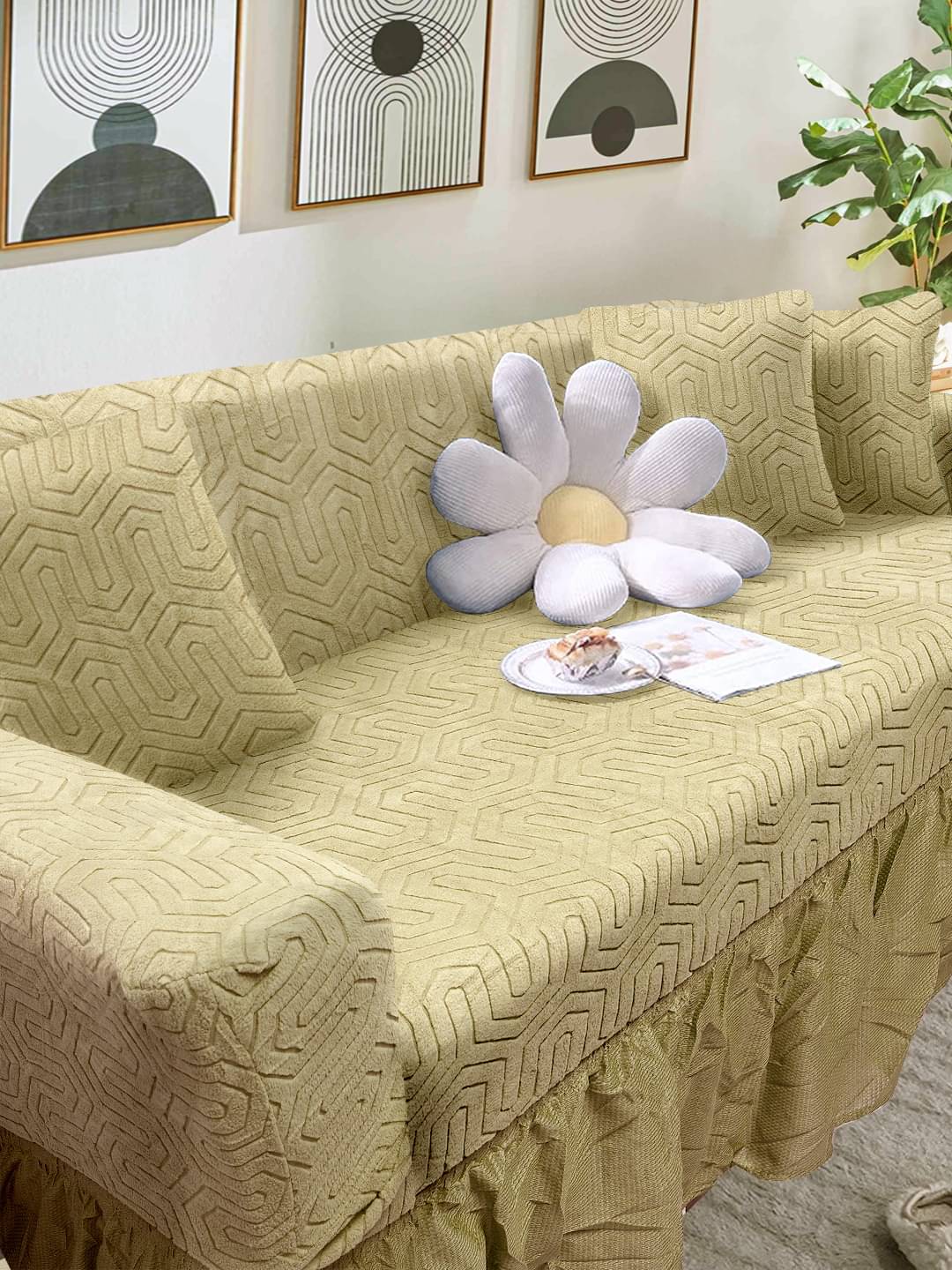     			Cortina 3 Seater Polyester Sofa Cover ( Pack of 1 )