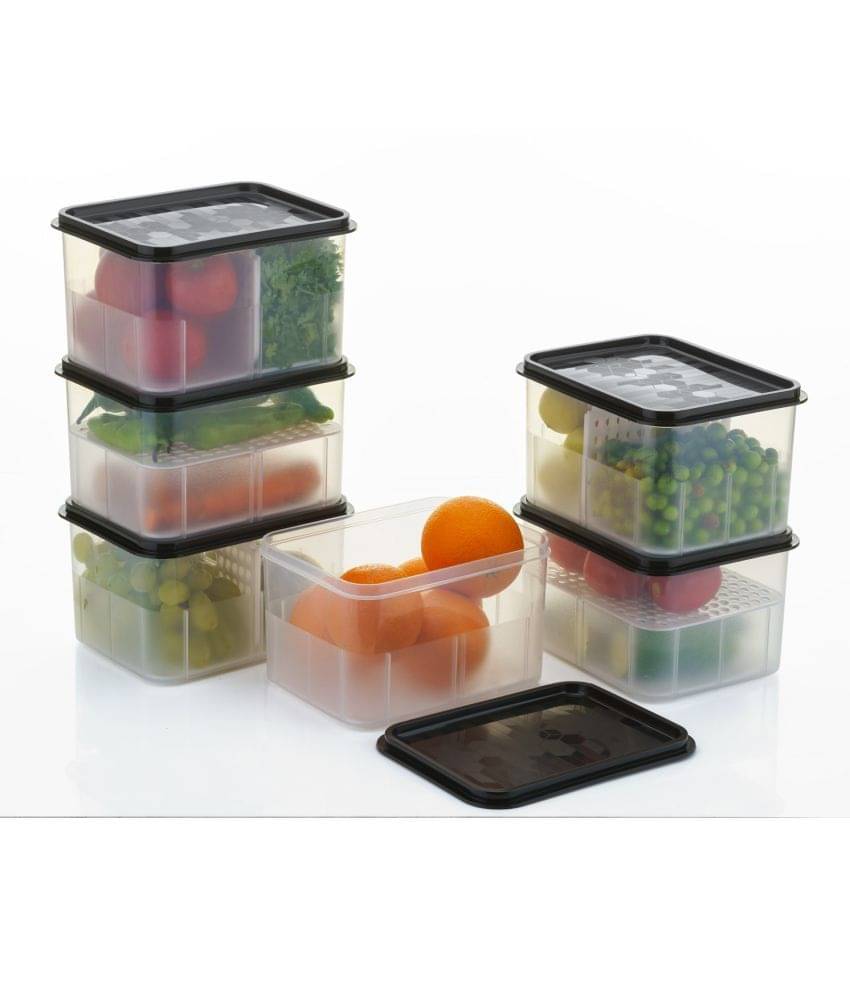 Dark Sun Kitchenware Food/Fruit/Vegetable Plastic Black Multi-Purpose Container ( Set of 6 ) Dark Sun Kitchenware Food/Fruit/Vegetable Plastic Black Multi-Purpose Container ( Set of 6 )