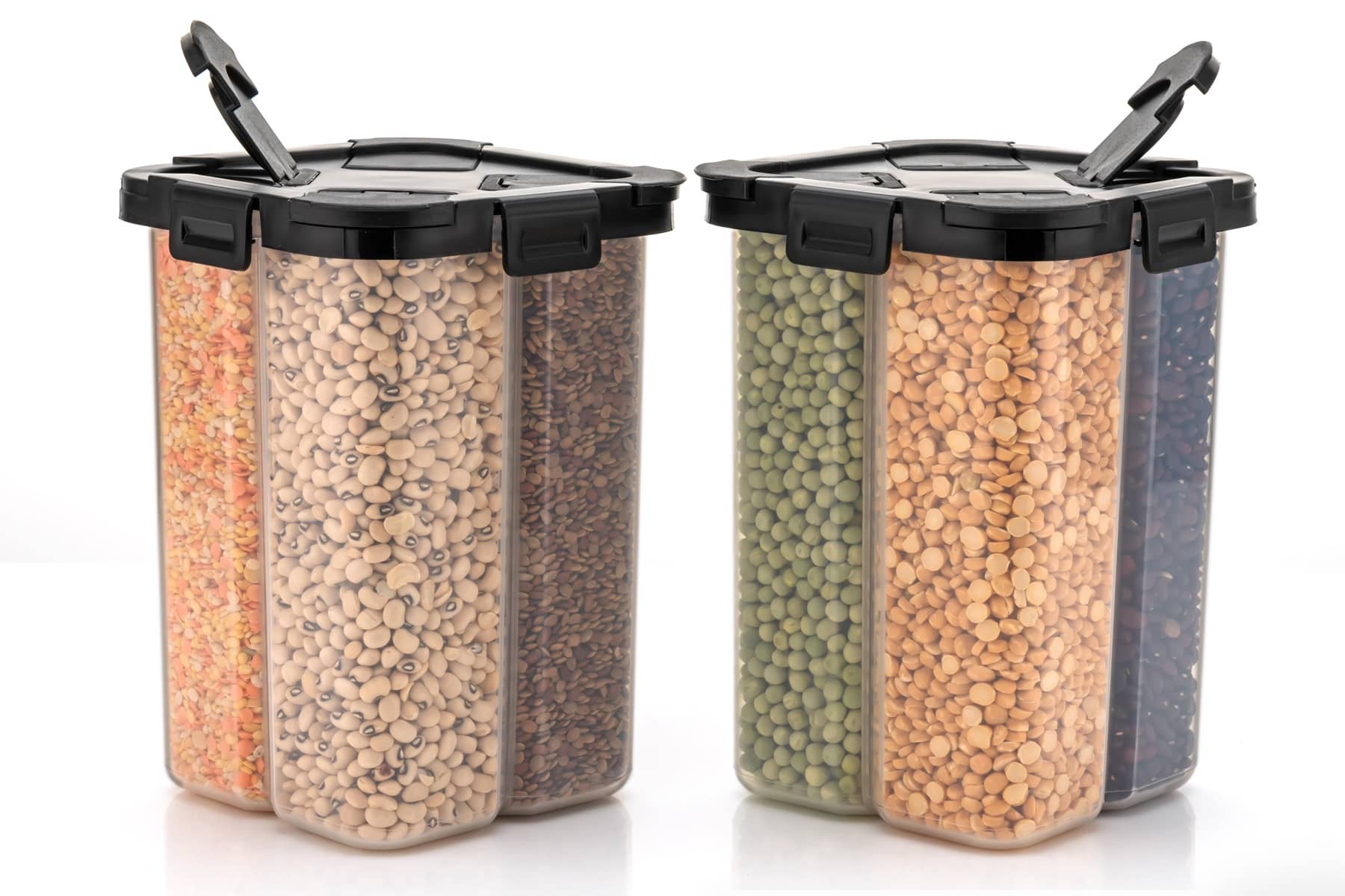 Dark Sun Kitchenware Food/Pulse/Grocery PET Black Dal Container ( Set of 2 )