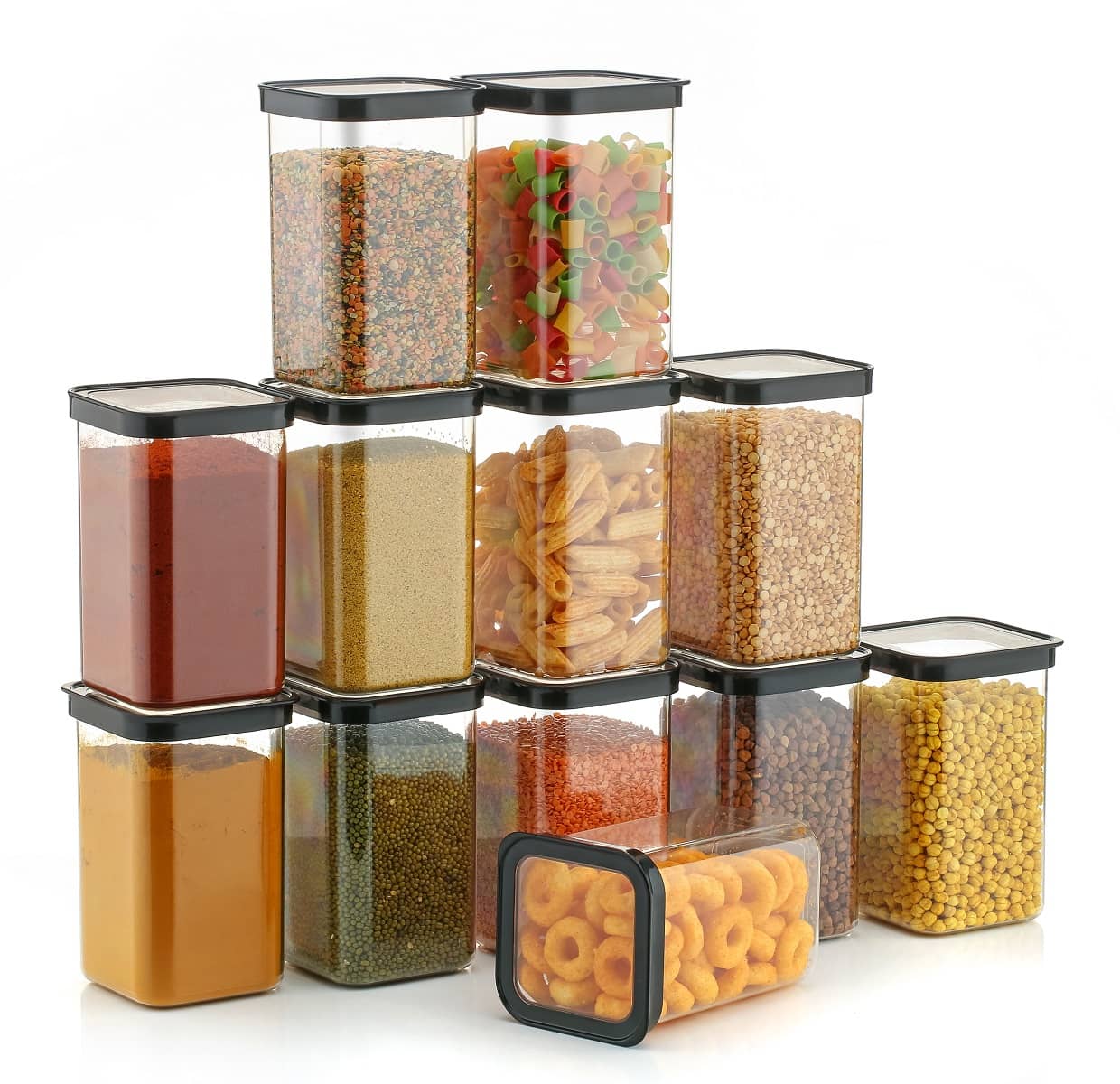 Dark Sun Kitchenware Pulse/Food/Grocery PET Black Dal Container ( Set of 12 )