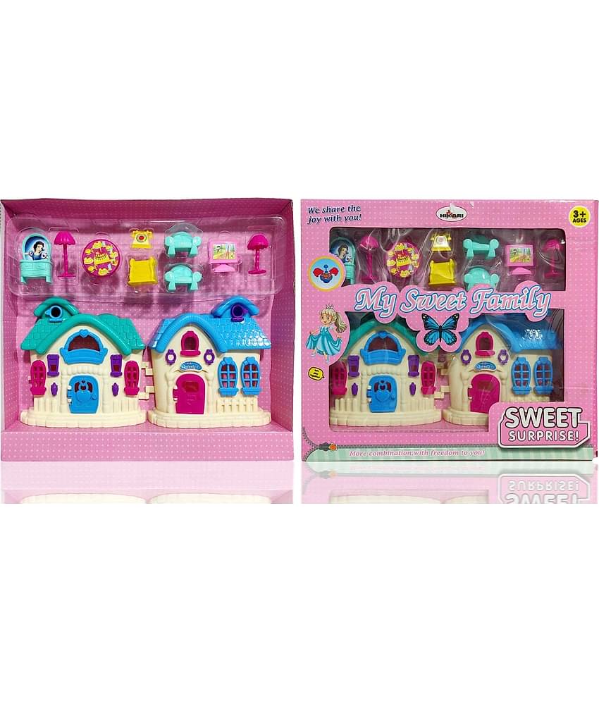 Dollhouse for Girls 2 Room Set Funny Doll House Play Set for Girls and Kids with Openable Door with Furniture (Free subscription of kids Educational worksheets)