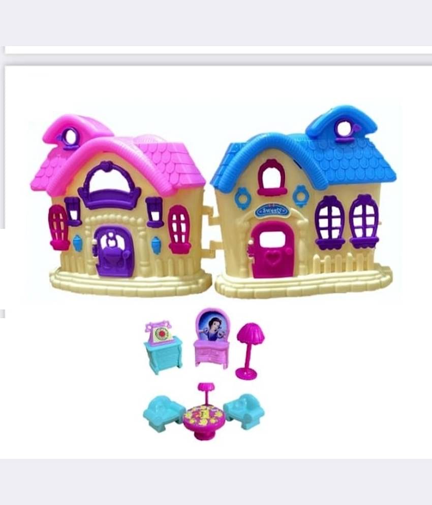 Dollhouse for Girls 2 Room Set Funny Doll House Play Set for Girls and Kids with Openable Door with Furniture (Free subscription of kids Educational worksheets)
