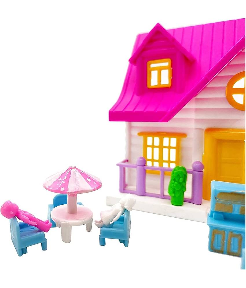 Dollhouse for Girls Funny Doll House Play Set for Girls and Kids with Openable Door with Furniture(Free subscription of kids Educational worksheets)