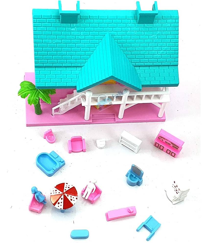 Dollhouse for Girls Funny Doll House Play Set for Girls and Kids with Openable Door with Furniture(Free subscription of kids Educational worksheets)